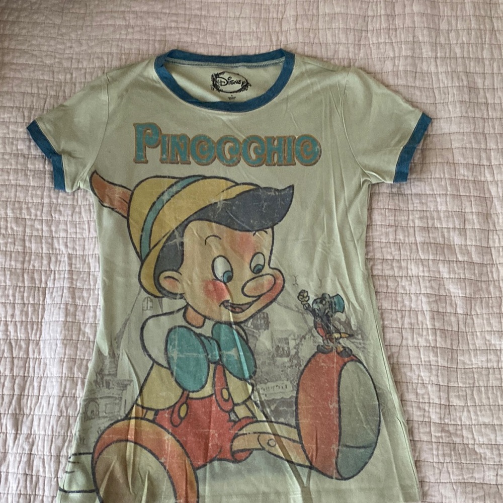 Pale olive green Pinocchio shirt from Disneyland